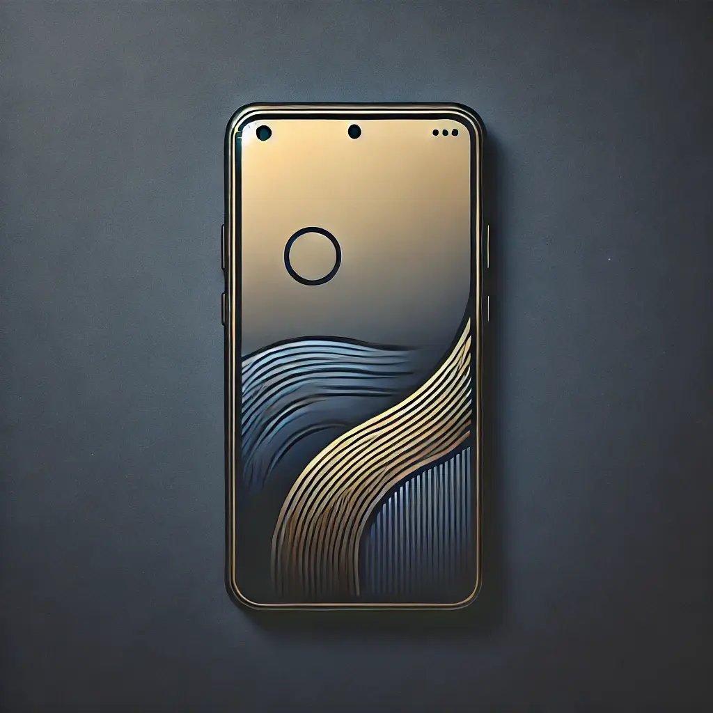 DALL·E 2024-11-23 16.04.15 - Design a modern and minimalistic phone graphic with no text, set against a gradient background. The phone should have a sleek design with muted navy b